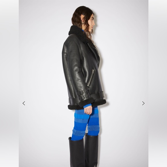 Acne Studios Velocite Leather and Shearling coat - Picture 2 of 12